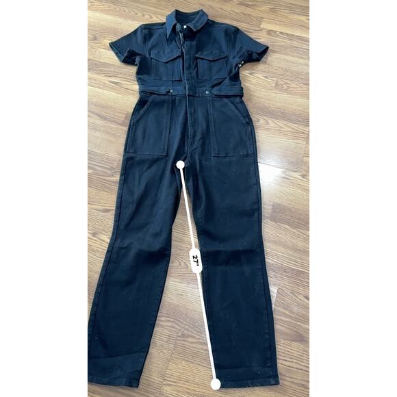 GOOD AMERICAN Women's Good Black Good Denim Jumpsuit size L - Picture 5 of 13